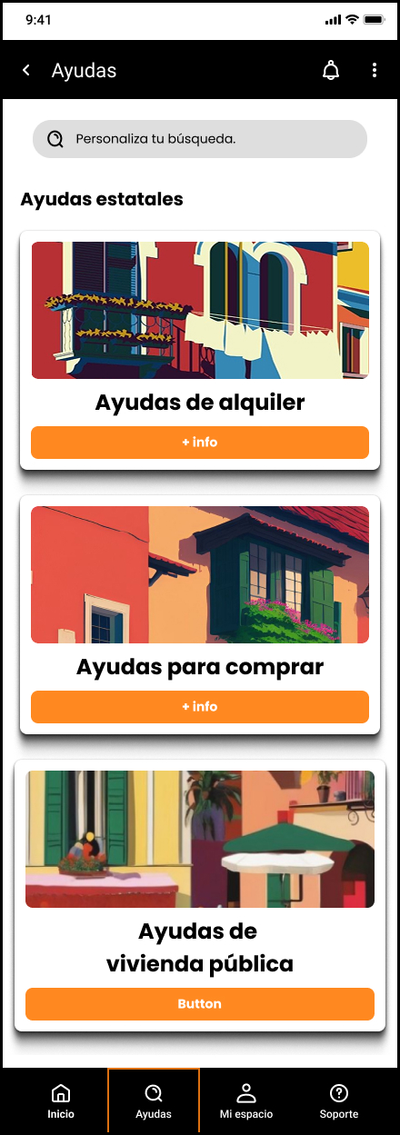 Buscador de ayudas por categorías
