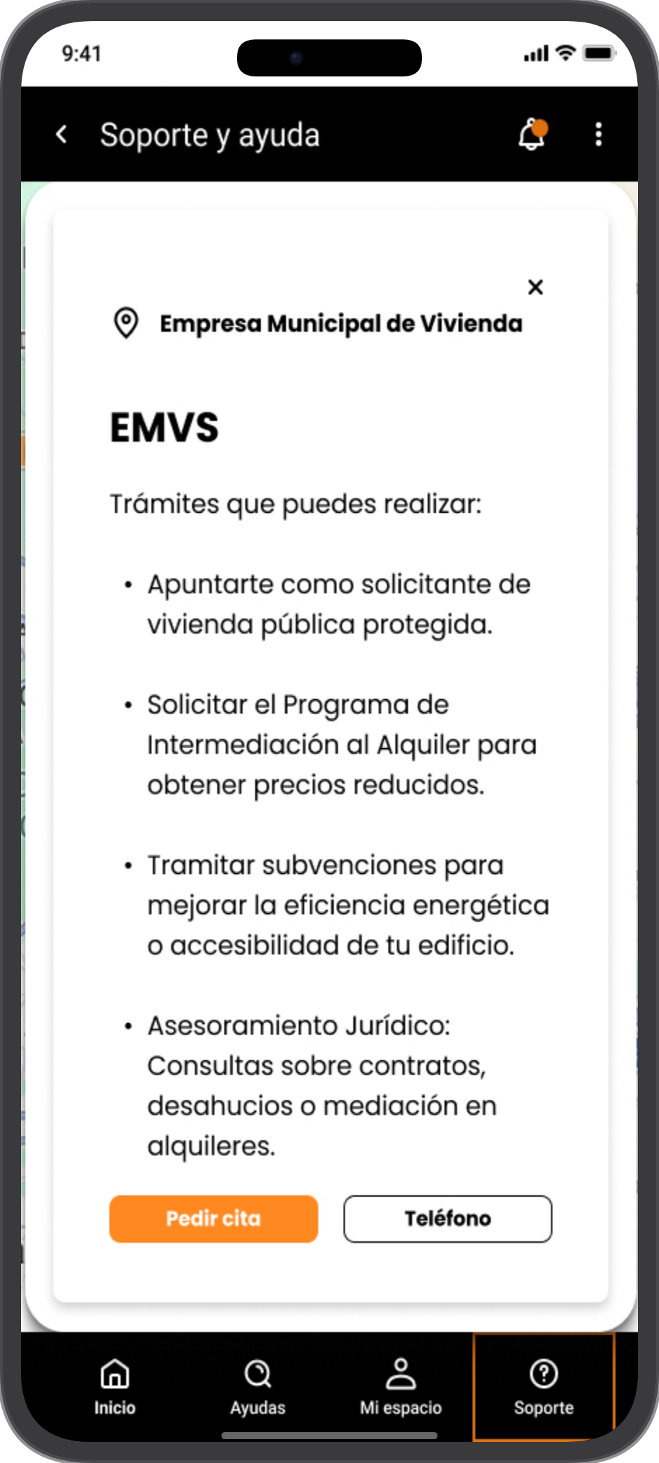 Mapa de puntos de atención físicos